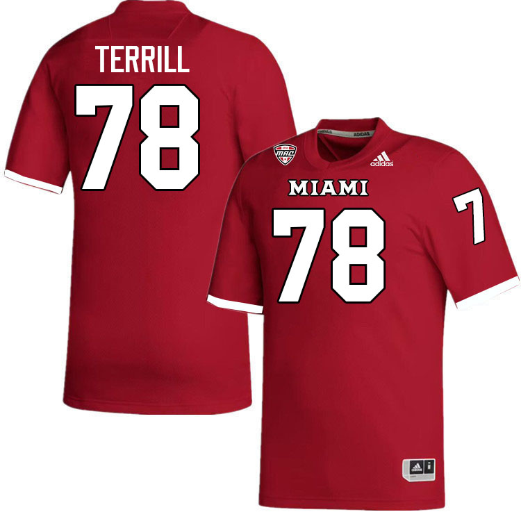 Miami University Redhawks #78 Drew Terrill College Football Jerseys Stitched-Red